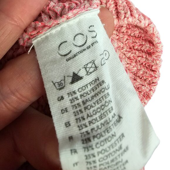 COS Womens Loose Knit Pullover Sweater, Long Sleeve, Pink Cotton, Size Large - Picture 6 of 8